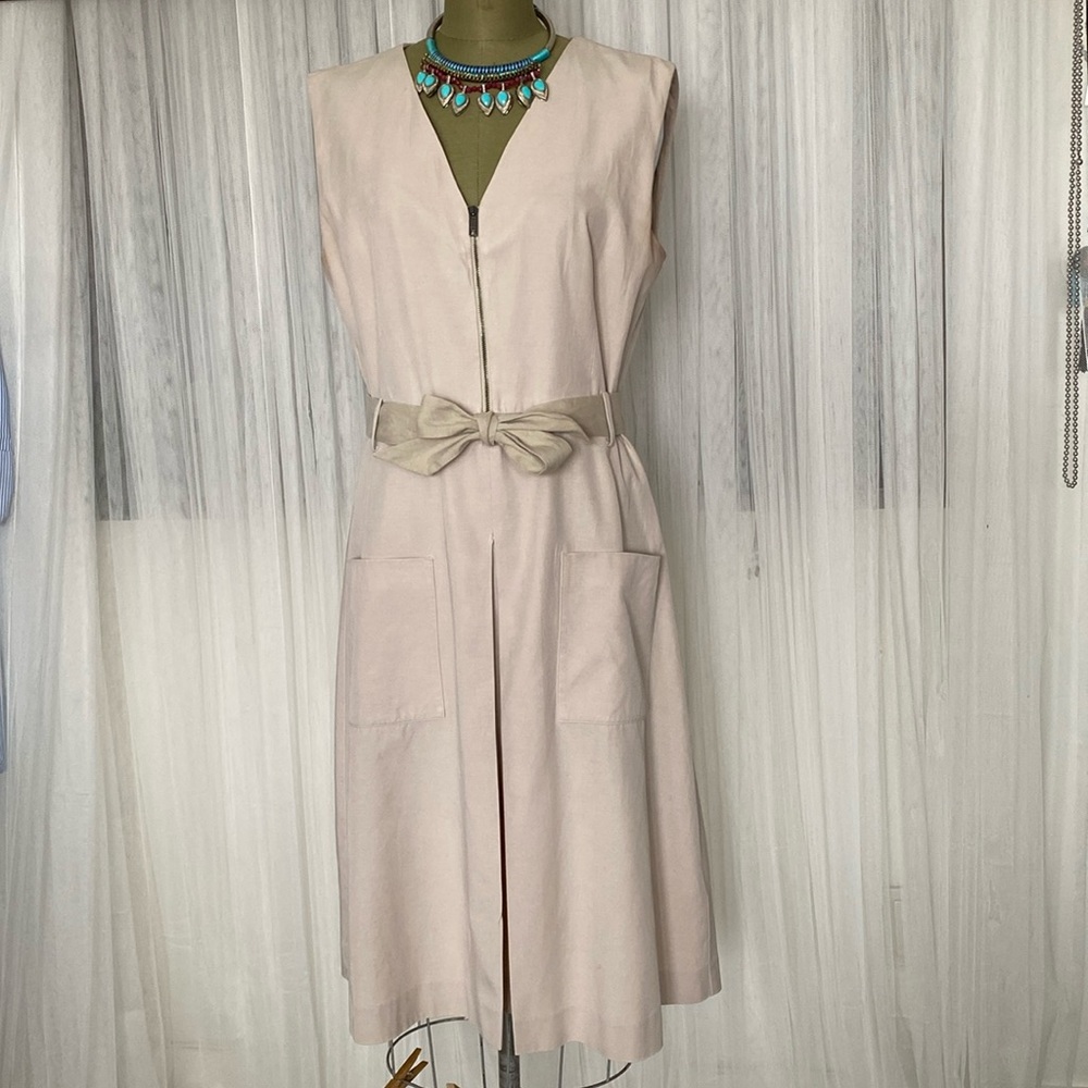 DKNY summer sleeveless, half front zip, dress, below knee, fit & flare Size L